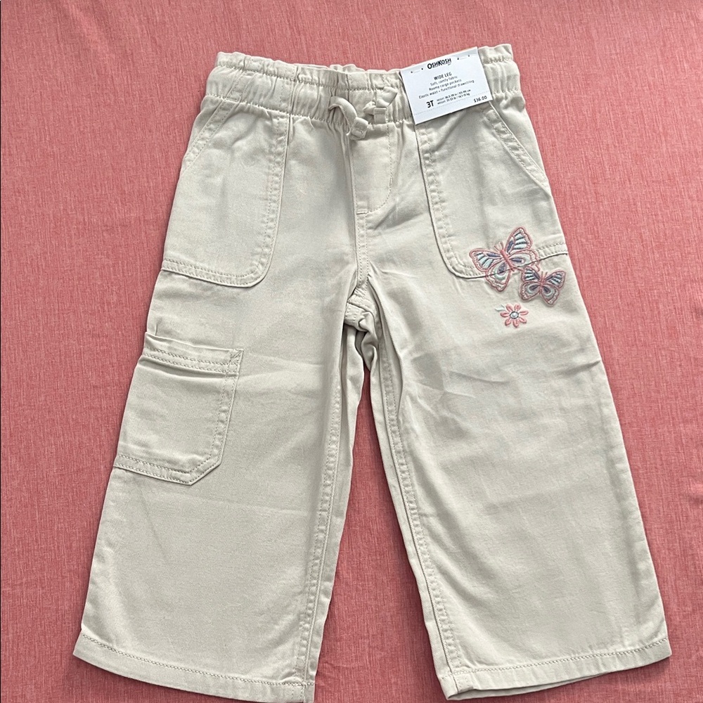 OshKosh B'gosh Light Tan Pants with Butterfly Design
